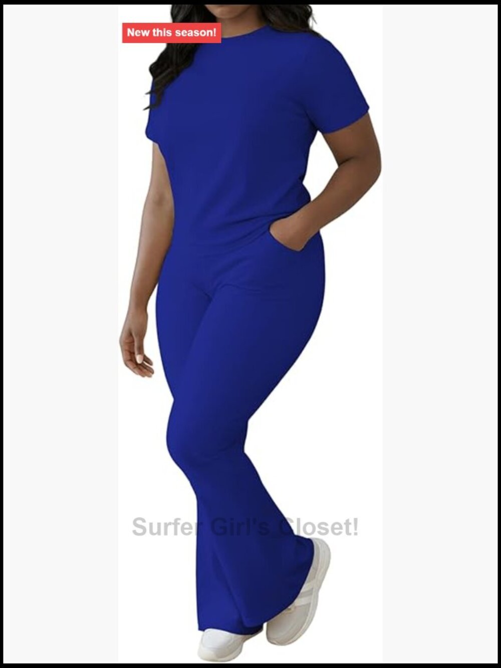 Casual Crew Neck Top & Flared Pants Two Piece Set Loungewear Soft Tracksuit